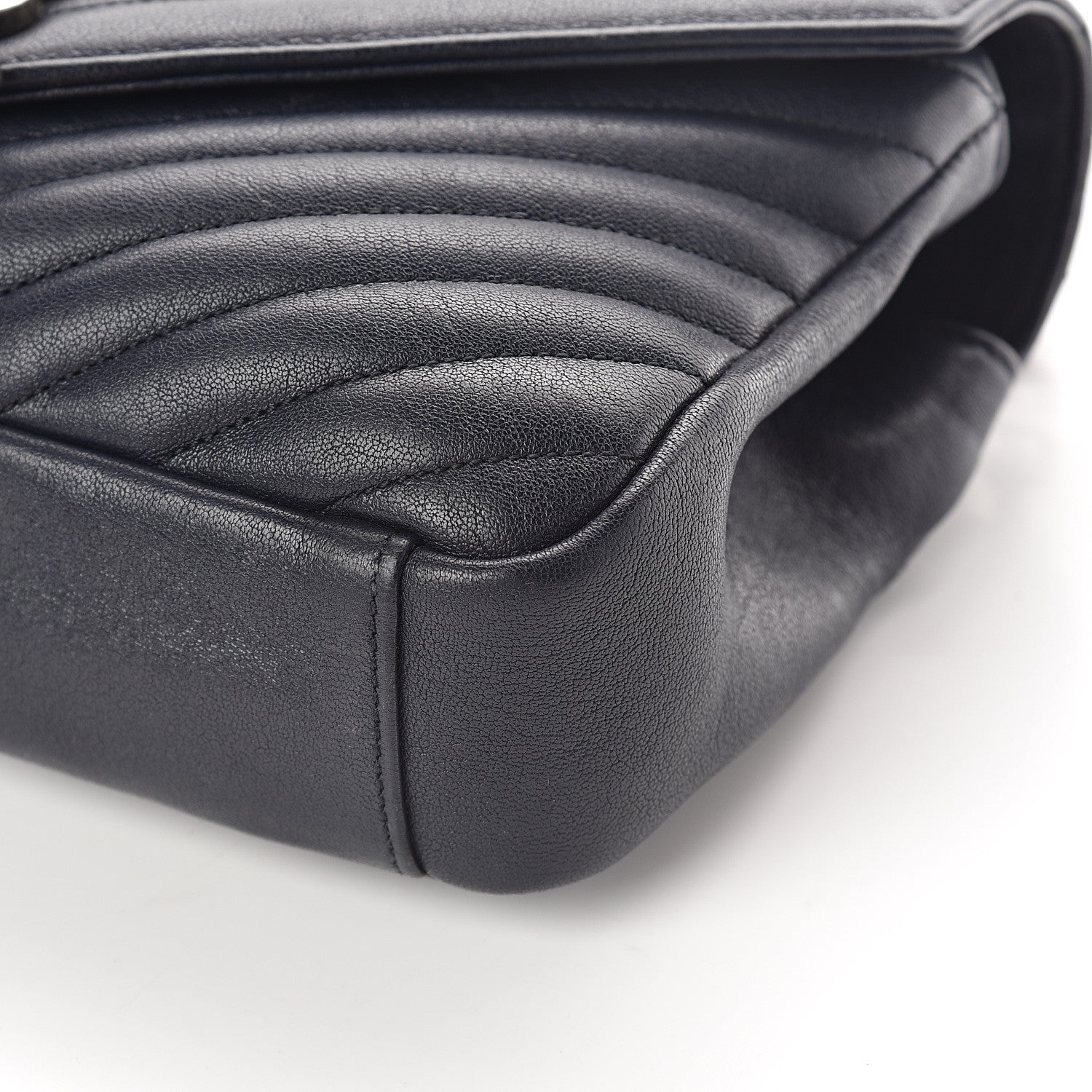 Saint Laurent Sheepskin Matelasse Chevron Monogram Medium College Bag Deep Marine 8 of 8