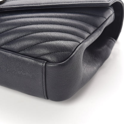 Saint Laurent Sheepskin Matelasse Chevron Monogram Medium College Bag Deep Marine 8 of 8
