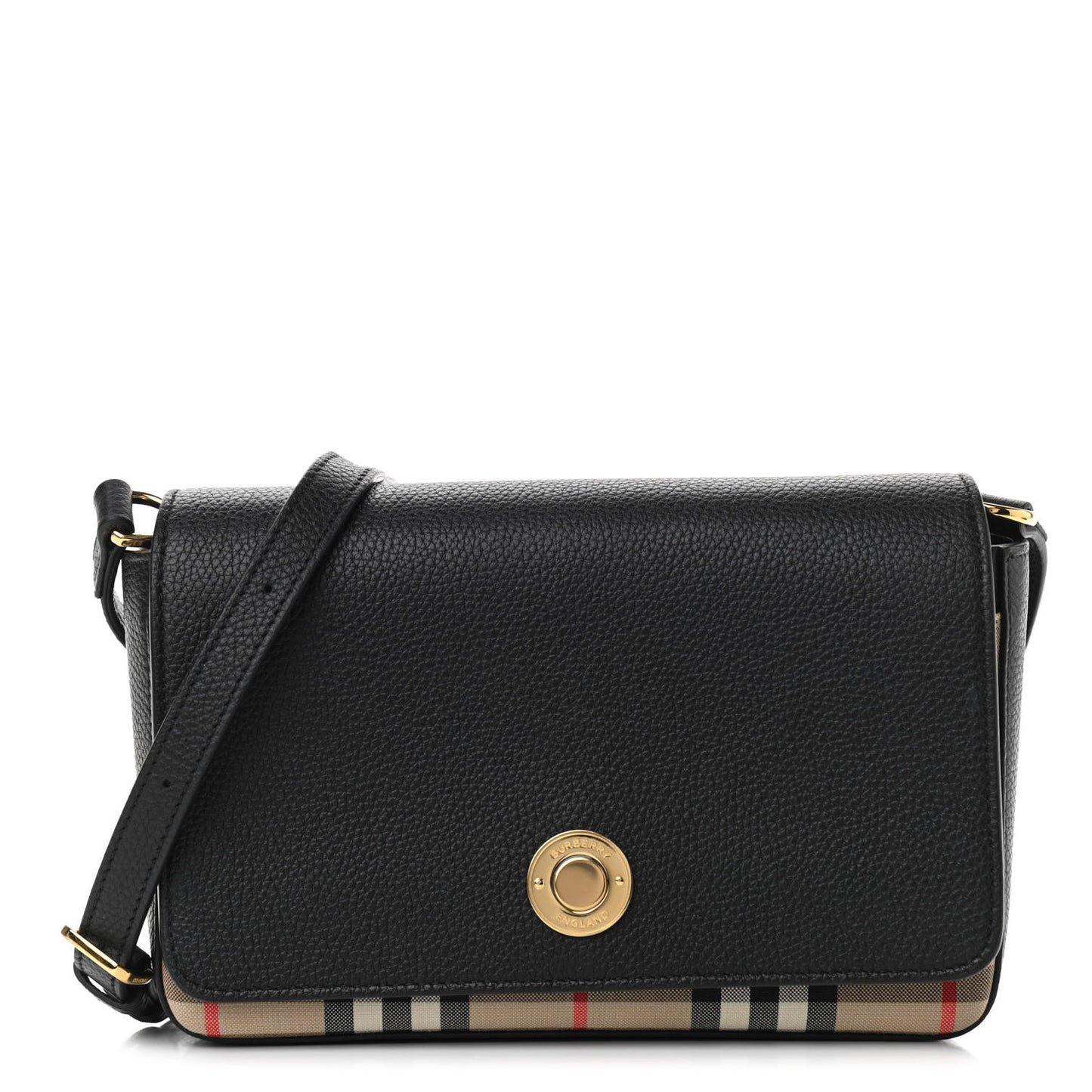 Grainy Calfskin Vintage Check Hampshire Crossbody Black