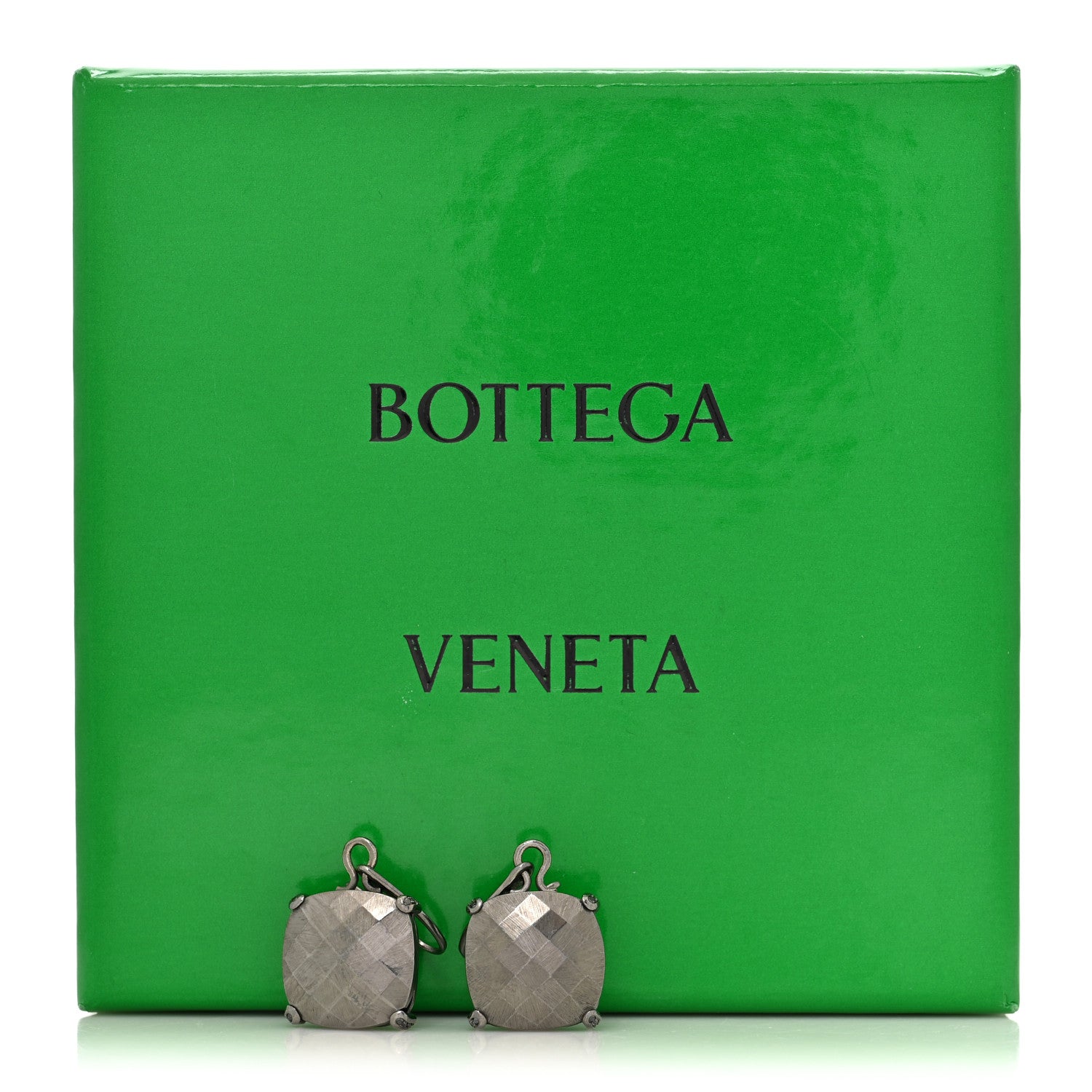 Bottega Veneta 18K White Gold Black Diamond Intrecciato Pepita Earrings Gold 6 of 6