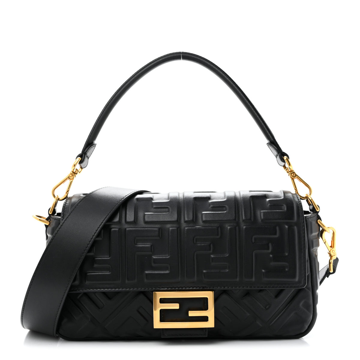 Nappa FF 1974 Embossed Baguette Black