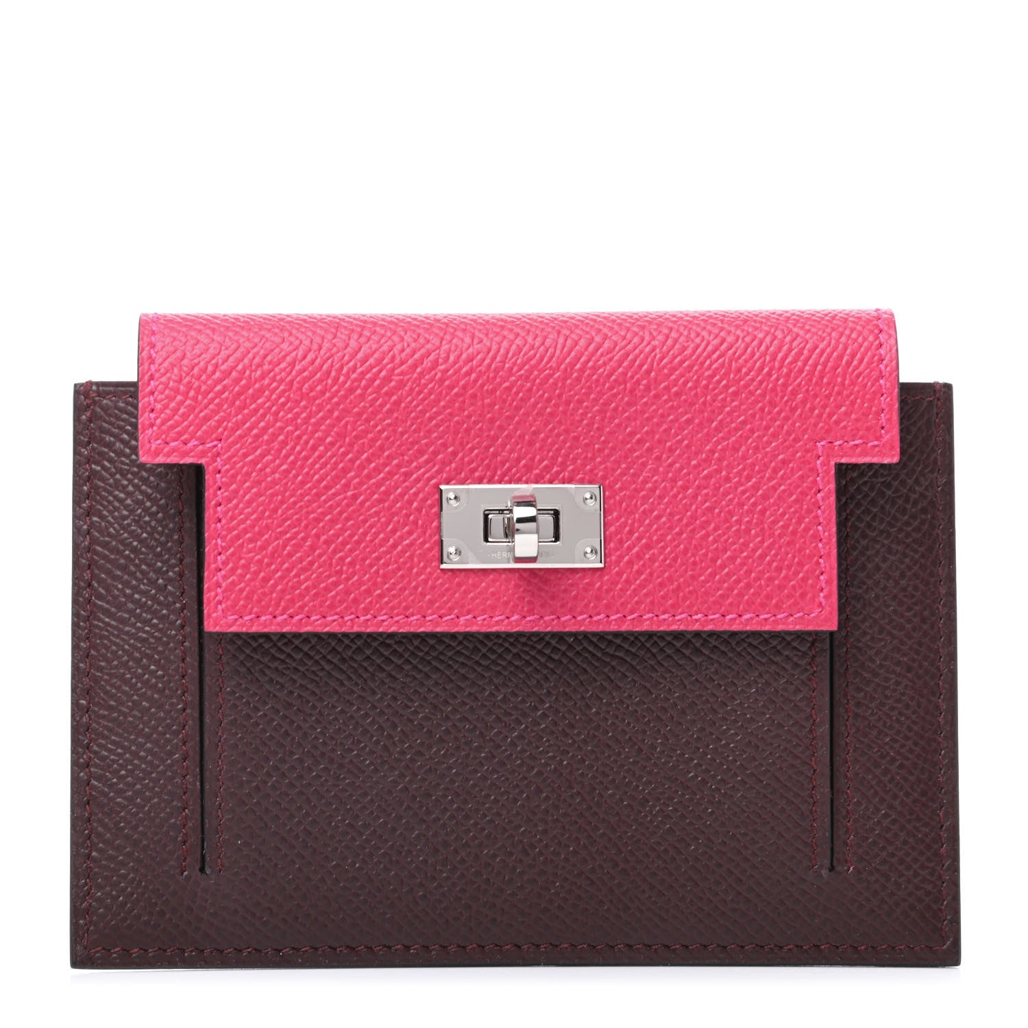 Hermes Epsom Kelly Pocket Compact Wallet Rouge Sellier Framboise Rose Shocking 1 of 8