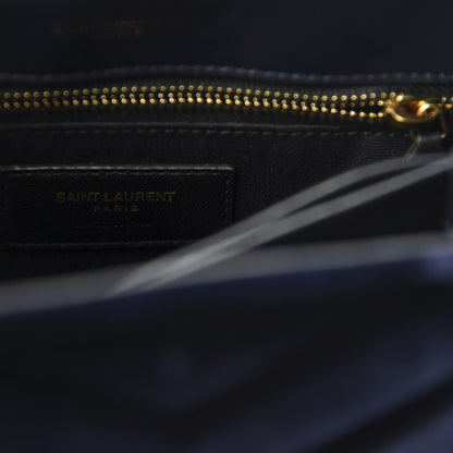 Saint Laurent Velvet Y Quilted Monogram Toy Loulou Crossbody Navy 8 of 11