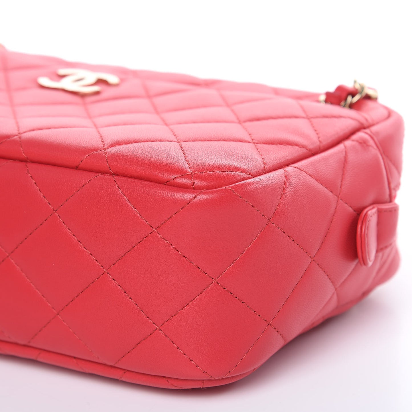 Lambskin Quilted Camera Case Dark Pink