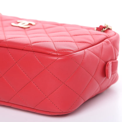 Chanel Lambskin Quilted Camera Case Dark Pink 9 of 10