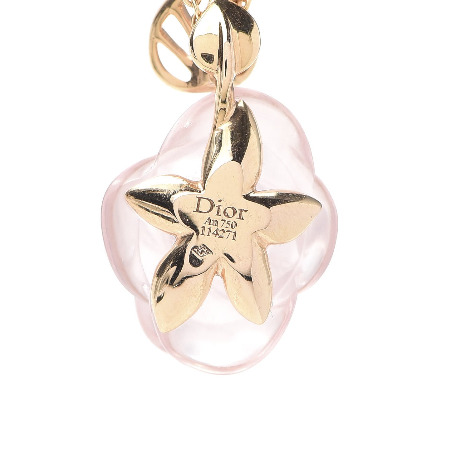 18K Rose Gold Diamond Rose Quartz Pre Catelan Pendant Necklace