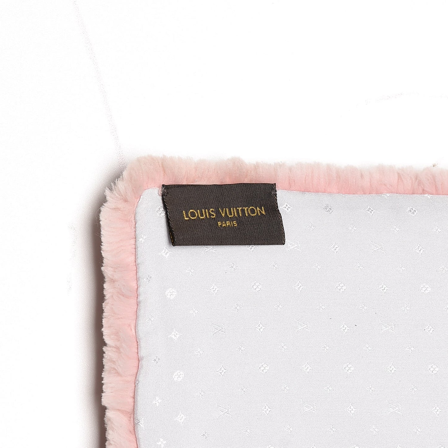 Beaver Fur Silk Monogram Stamp Scarf Stole Crystal Pink