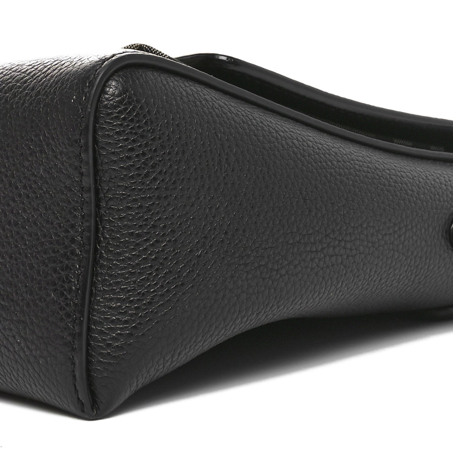 Grainy Calfskin Vintage Check Note Crossbody Bag Black