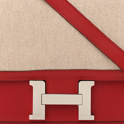 Hermes Swift Toile H Berline Constance 24 Rouge Piment Ecru 8 of 11