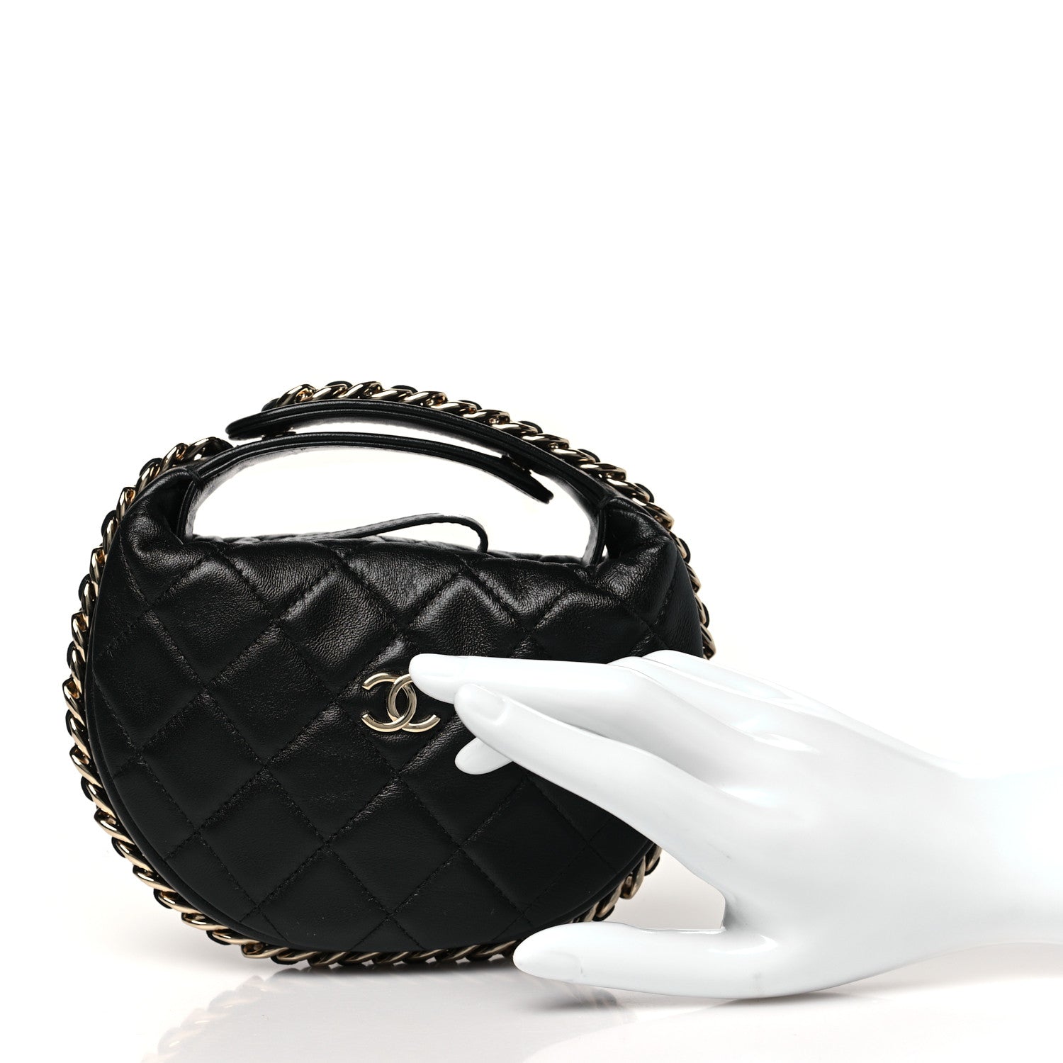 Chanel Lambskin Quilted Chain Around Pouch Black 2 of 8