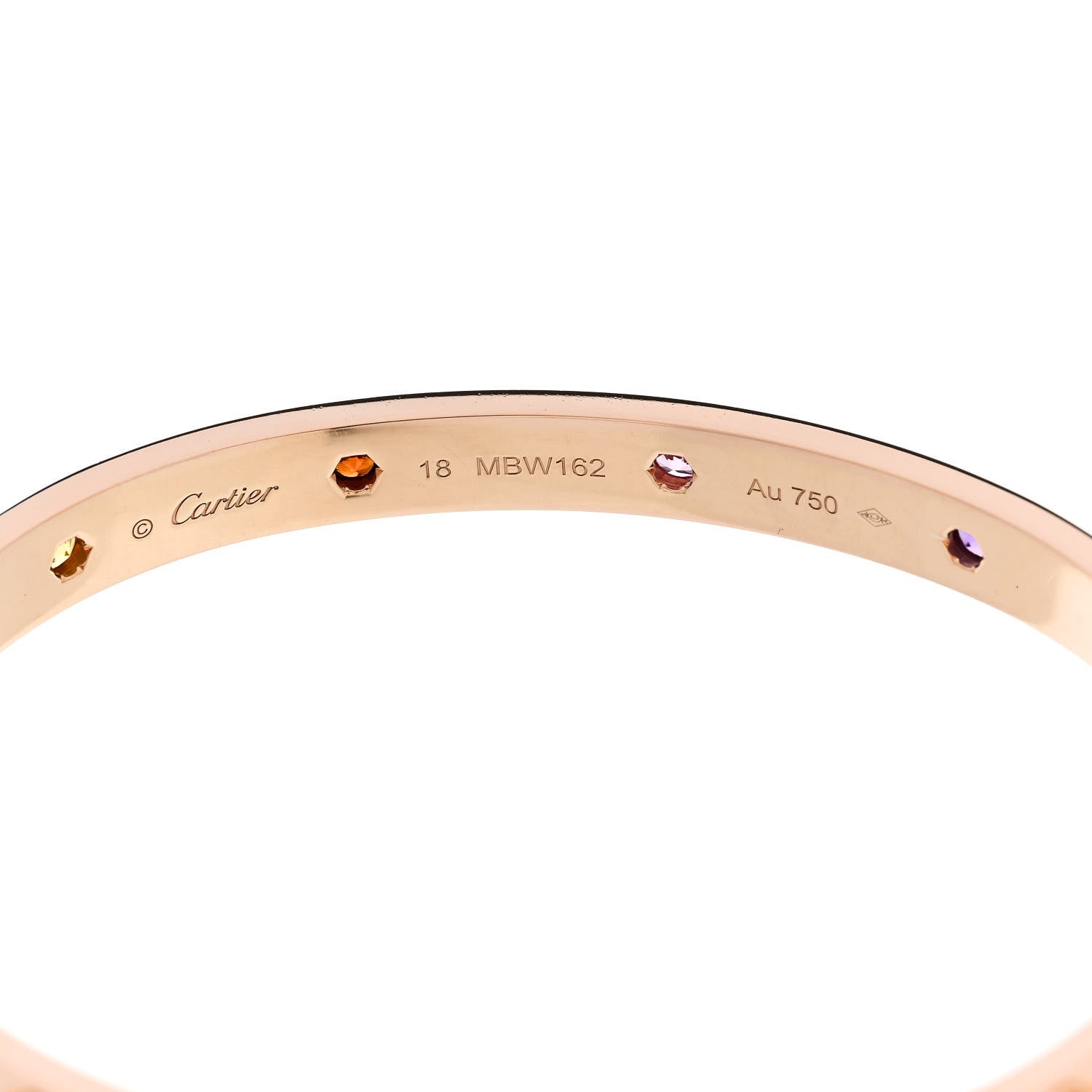 Cartier 18K Pink Gold Sapphire Garnet Amethyst LOVE Bracelet 18 6 of 9