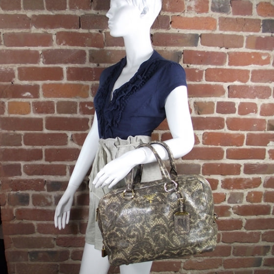 Cervo Lux Print Lace Bauletto Tote