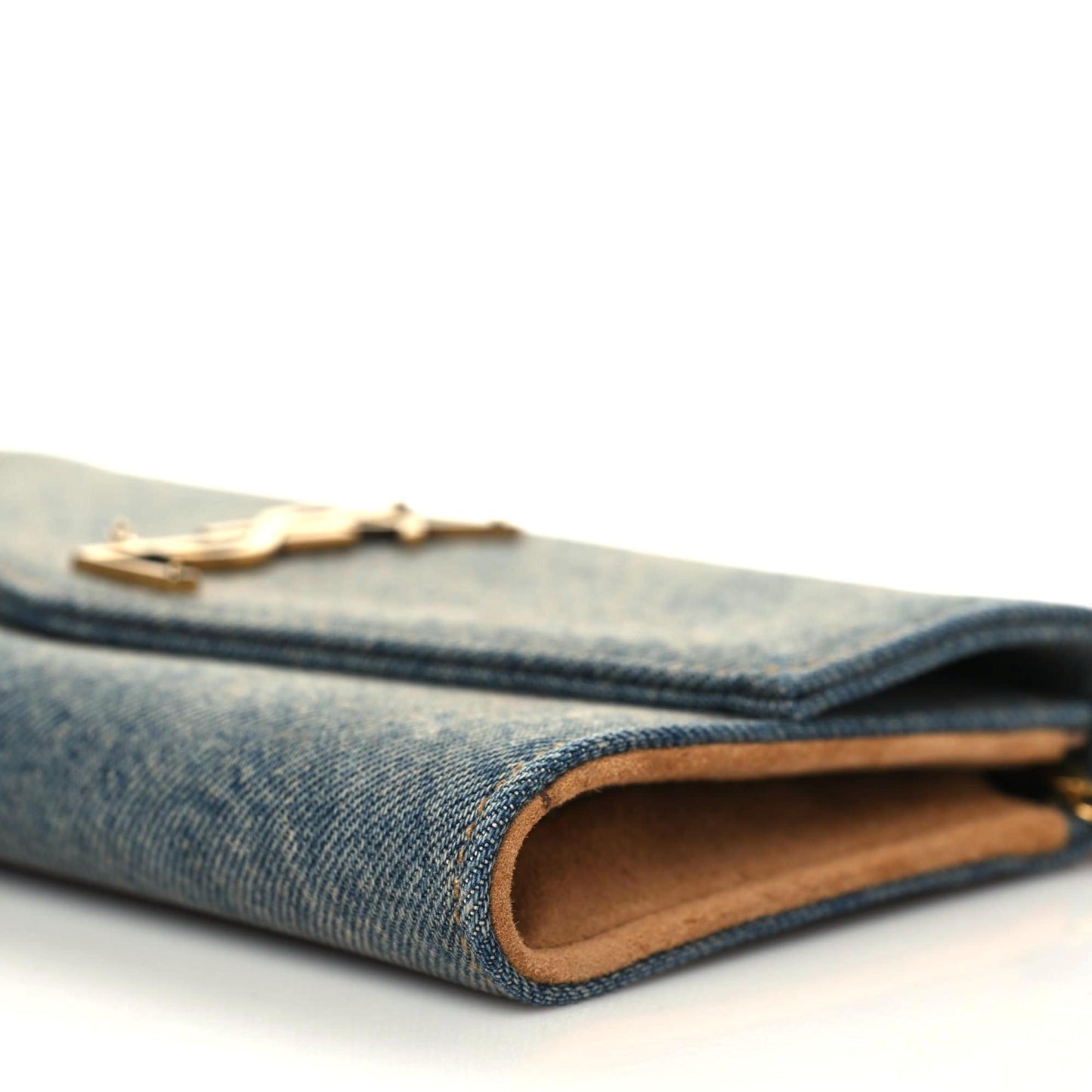 Denim Monogram Chain Wallet Rodeo Blue Cinnamon
