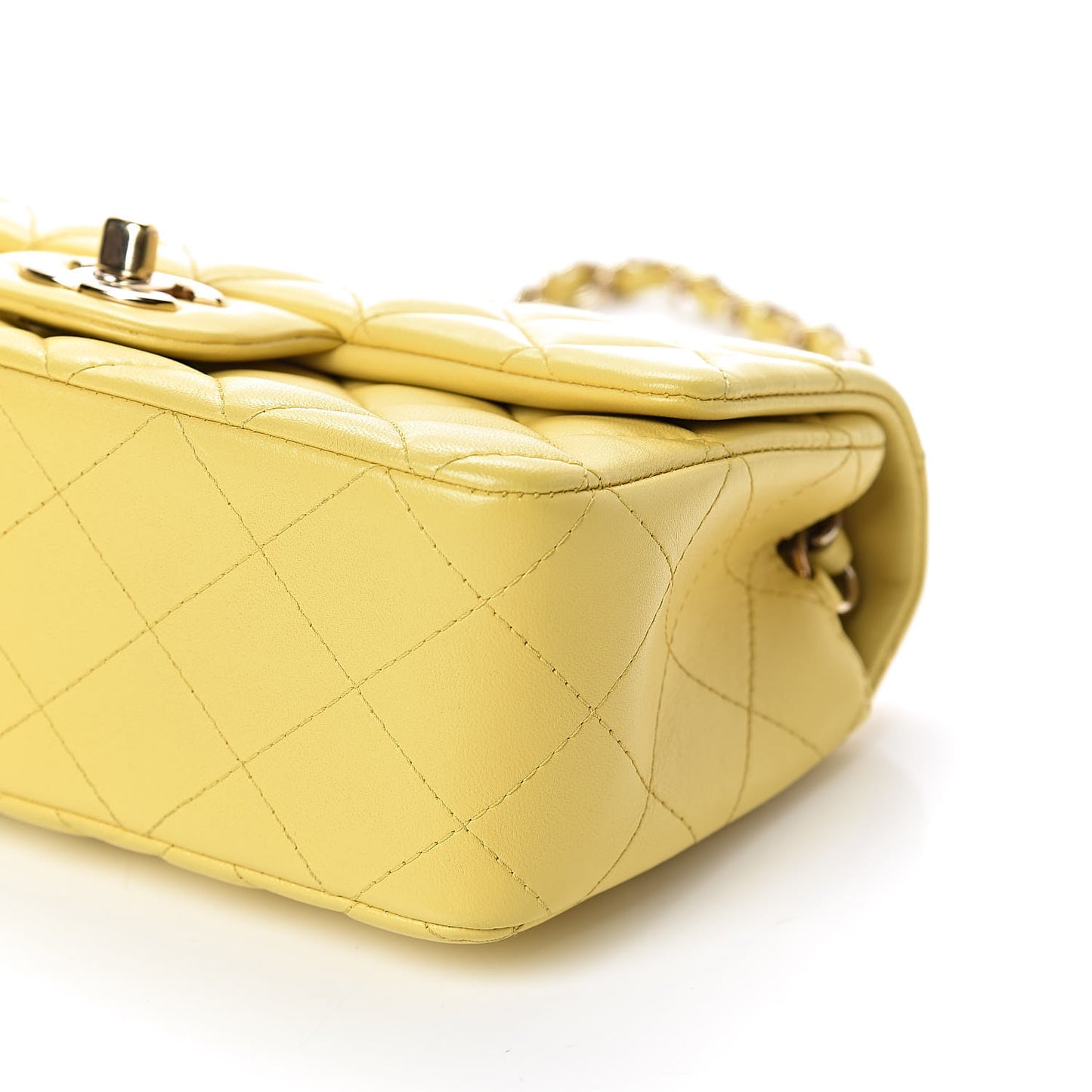 Lambskin Quilted Mini Rectangular Flap Yellow