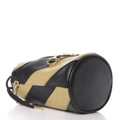 Gucci Calfskin Diagonal Striped Mini Zumi Bucket Bag Black Beige 3 of 9
