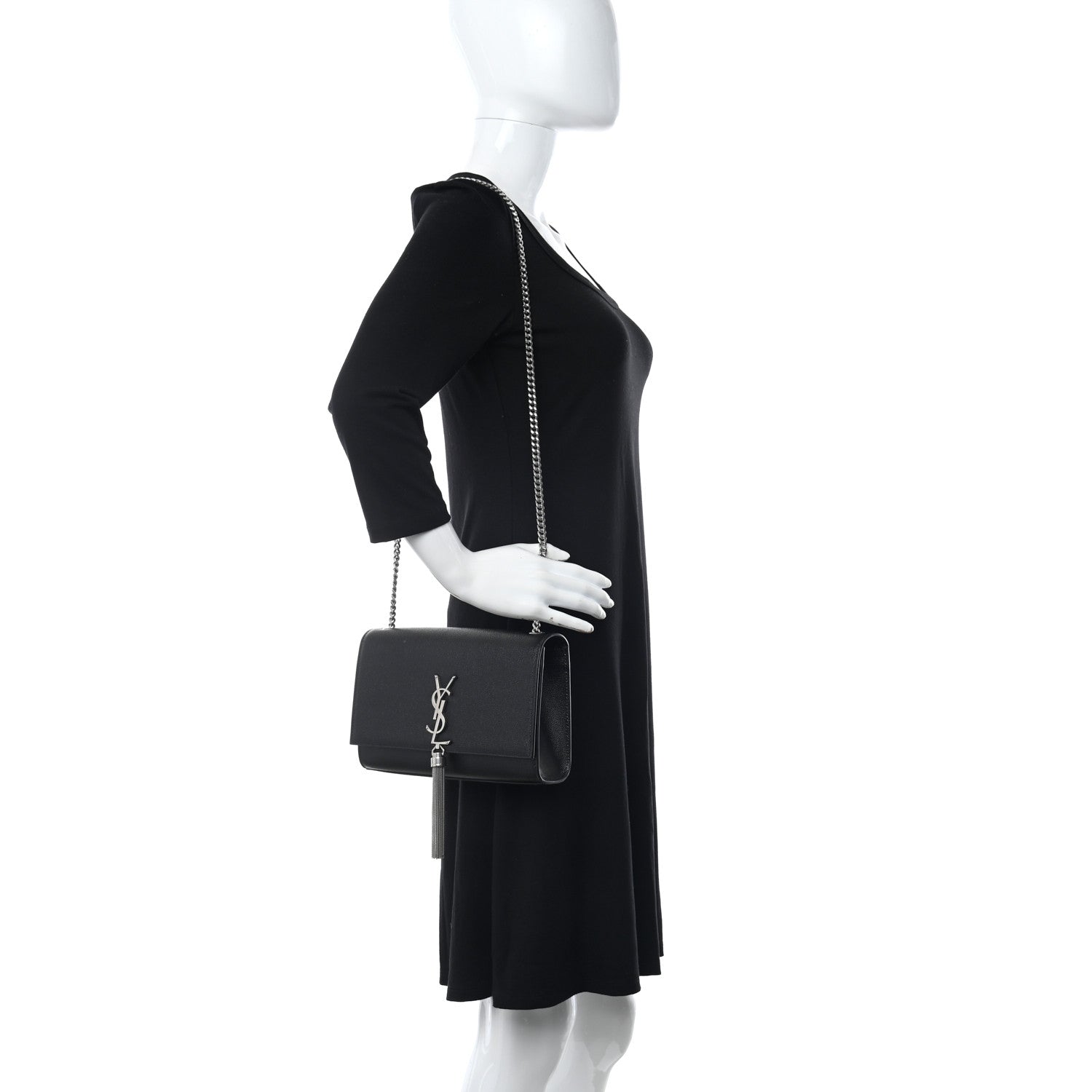 Saint Laurent Smooth Calfskin Medium Classic Monogram Kate Tassel Satchel Black 2 of 11