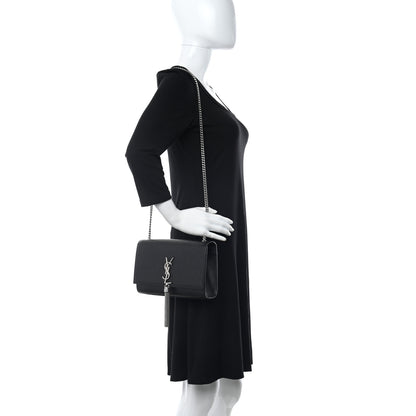 Saint Laurent Smooth Calfskin Medium Classic Monogram Kate Tassel Satchel Black 2 of 11