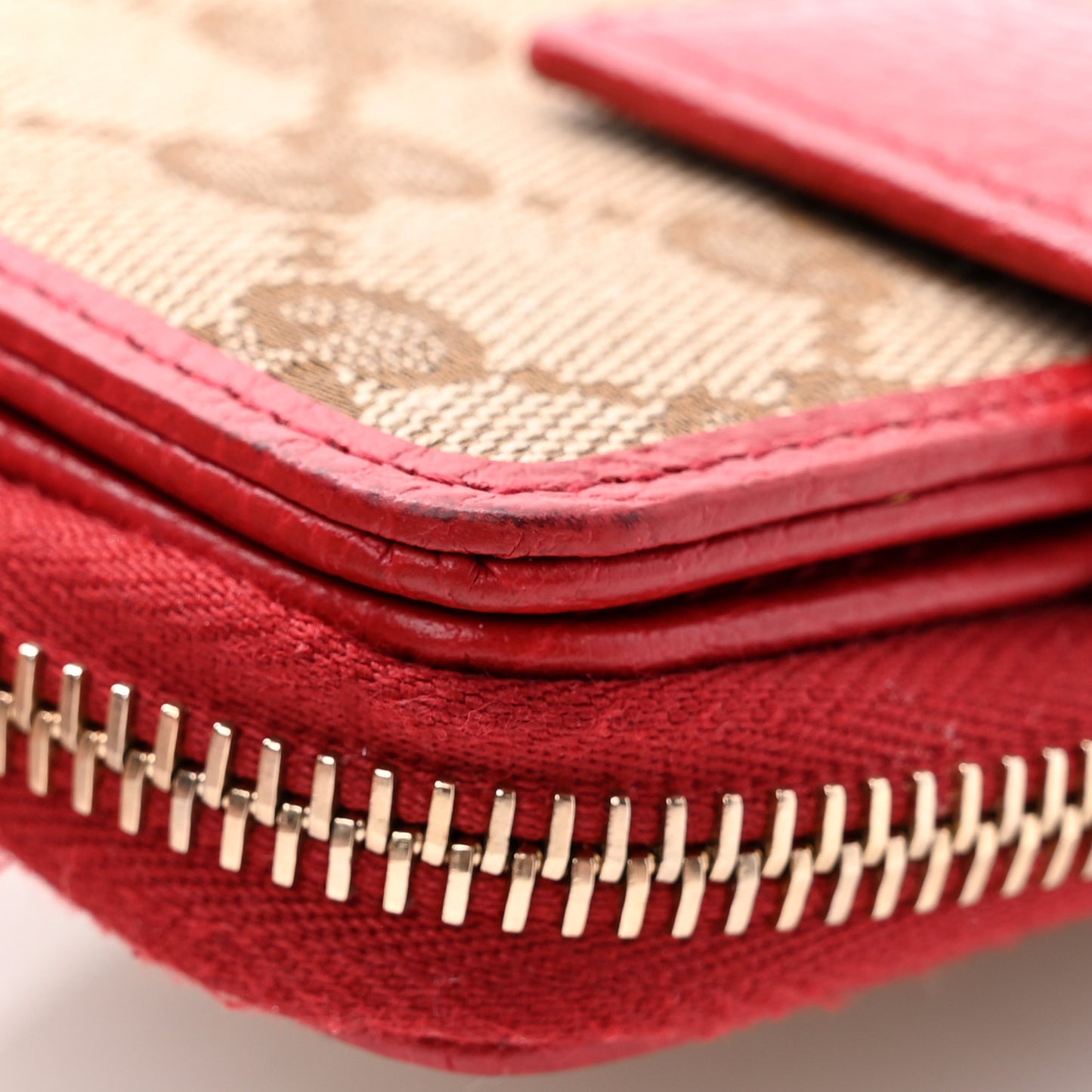Monogram Dollar Calfskin Zip Around French Flap Wallet Beige Ebony Rosso