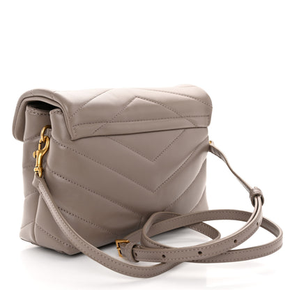 Saint Laurent Calfskin Y Quilted Monogram Toy Loulou Crossbody Bag Greyish Brown 3 of 14