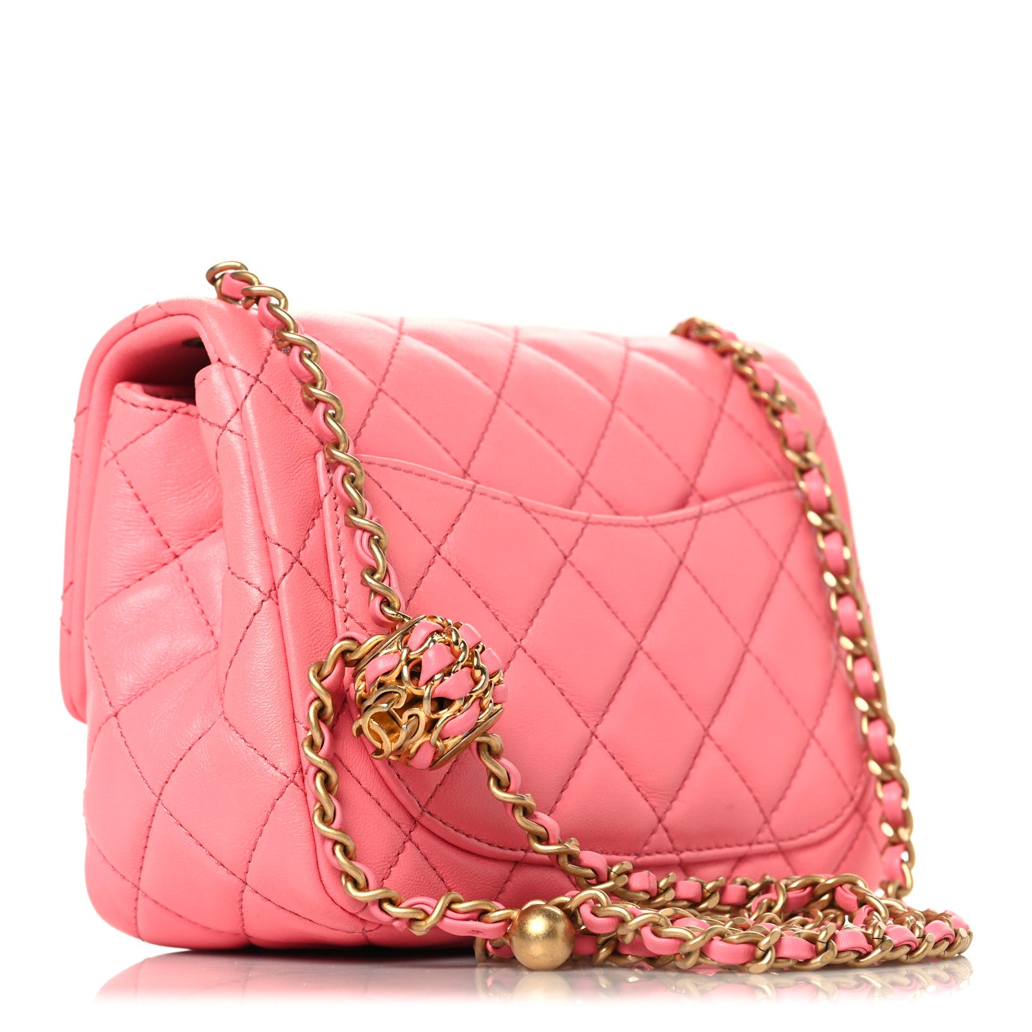 Chanel Lambskin Quilted Mini Pearl Crush Flap Pink 1811956