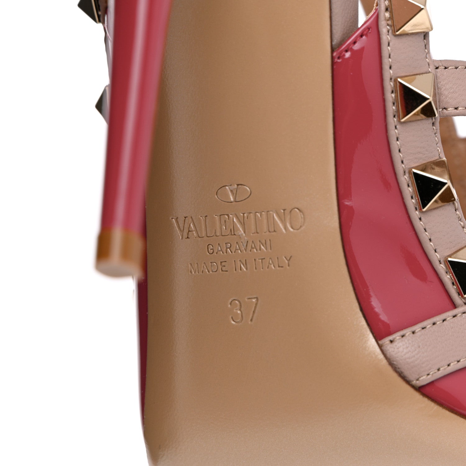 Valentino Garavani Patent Nappa Rockstud Ankle Strap 100mm Pumps 37 Rock Pink Poudre 8 of 9