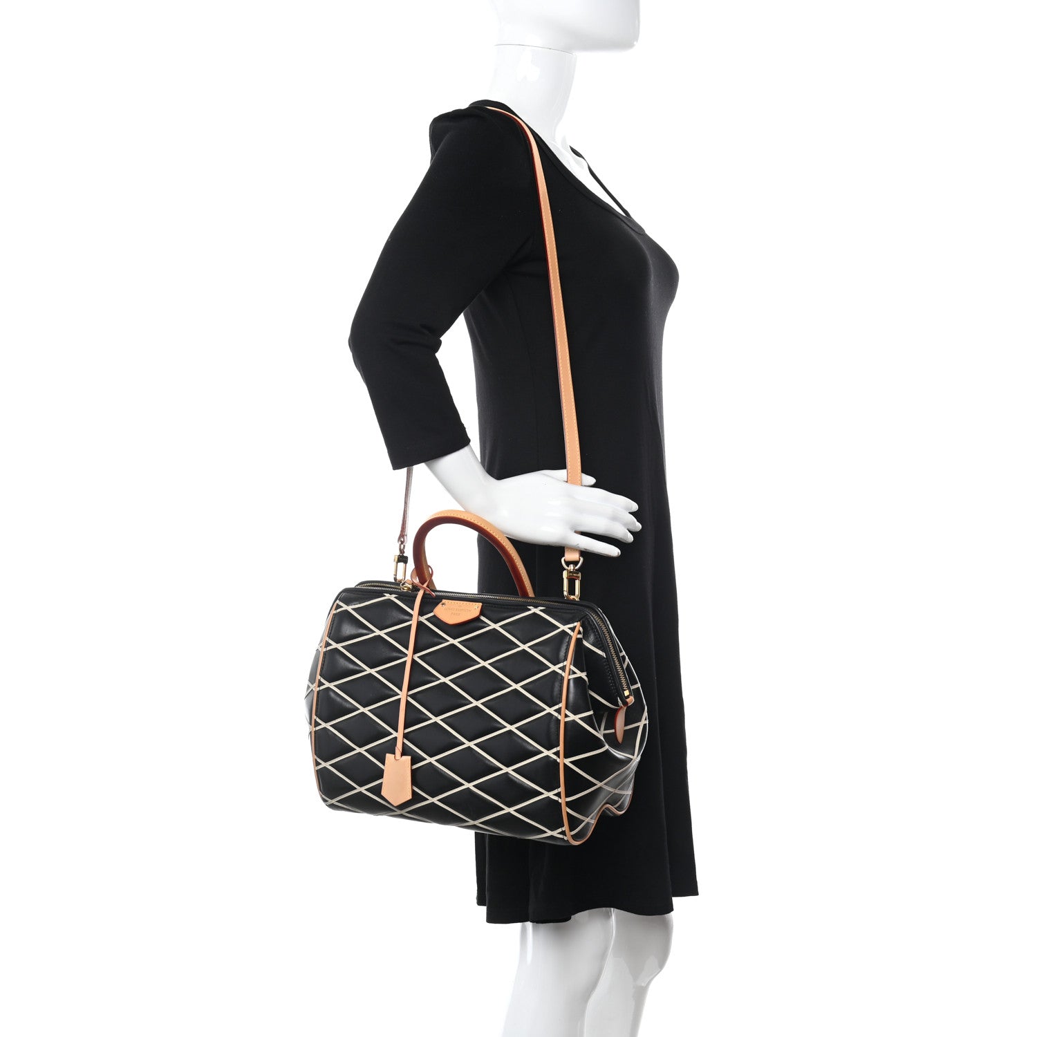 Louis Vuitton Lambskin Malletage Doc PM Black Natural 2 of 16