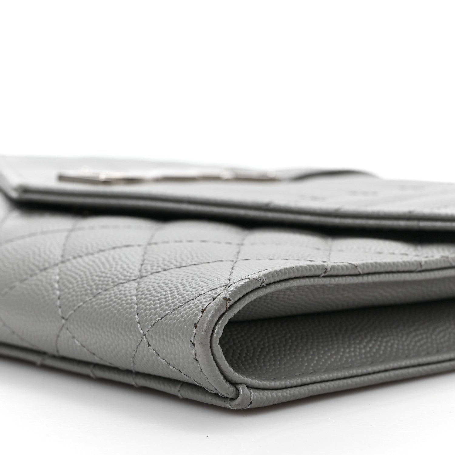 Saint Laurent Grain De Poudre Textured Mixed Matelasse Triquilt Monogram Clutch Storm 7 of 7