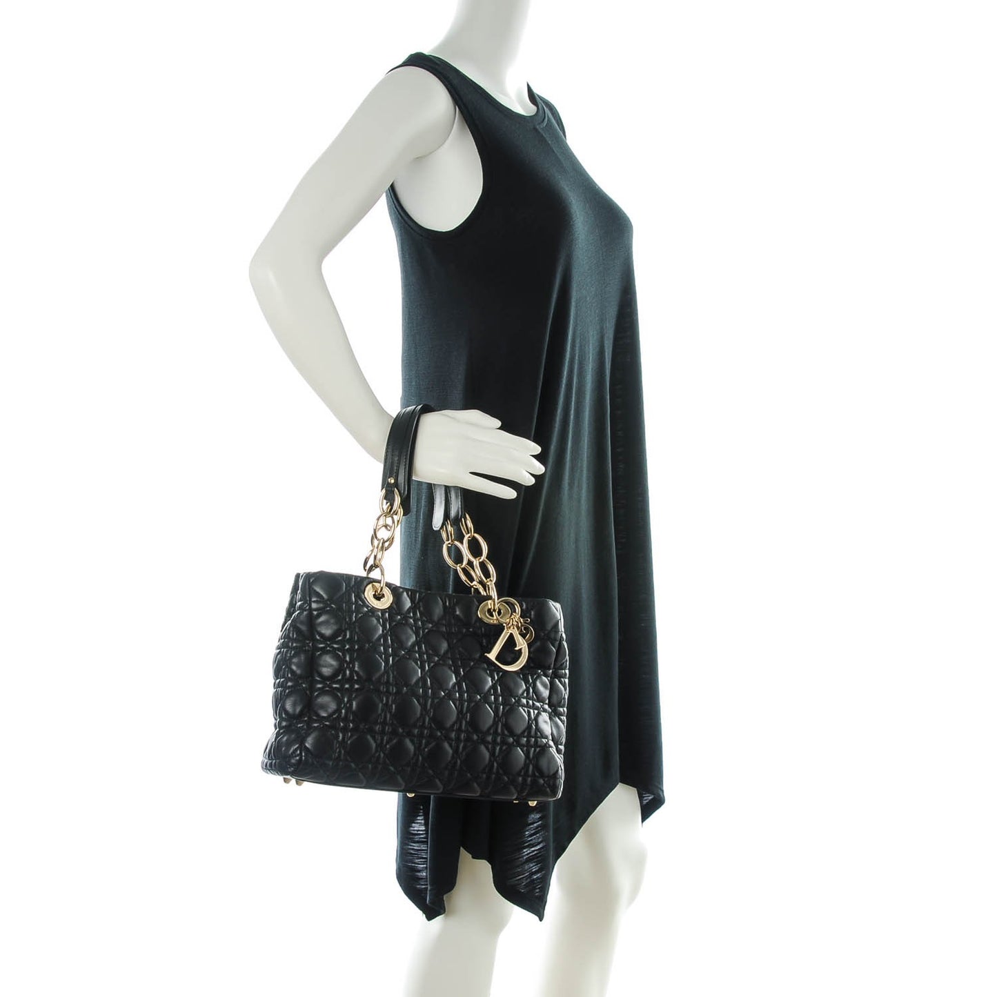 Lambskin Cannage Small Dior Soft Shopping Tote Black