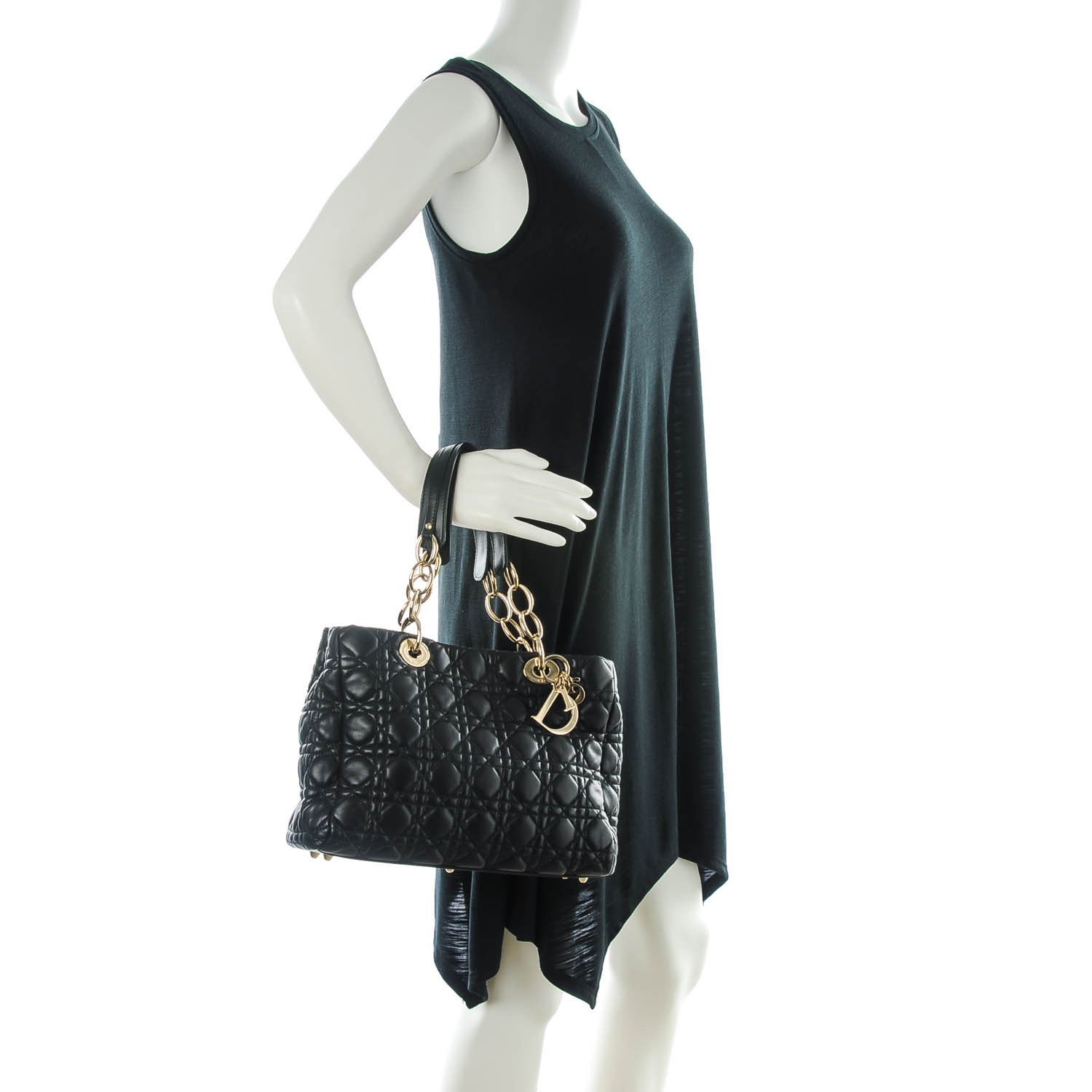 Christian Dior Lambskin Cannage Small Dior Soft Shopping Tote Black 2 of 7