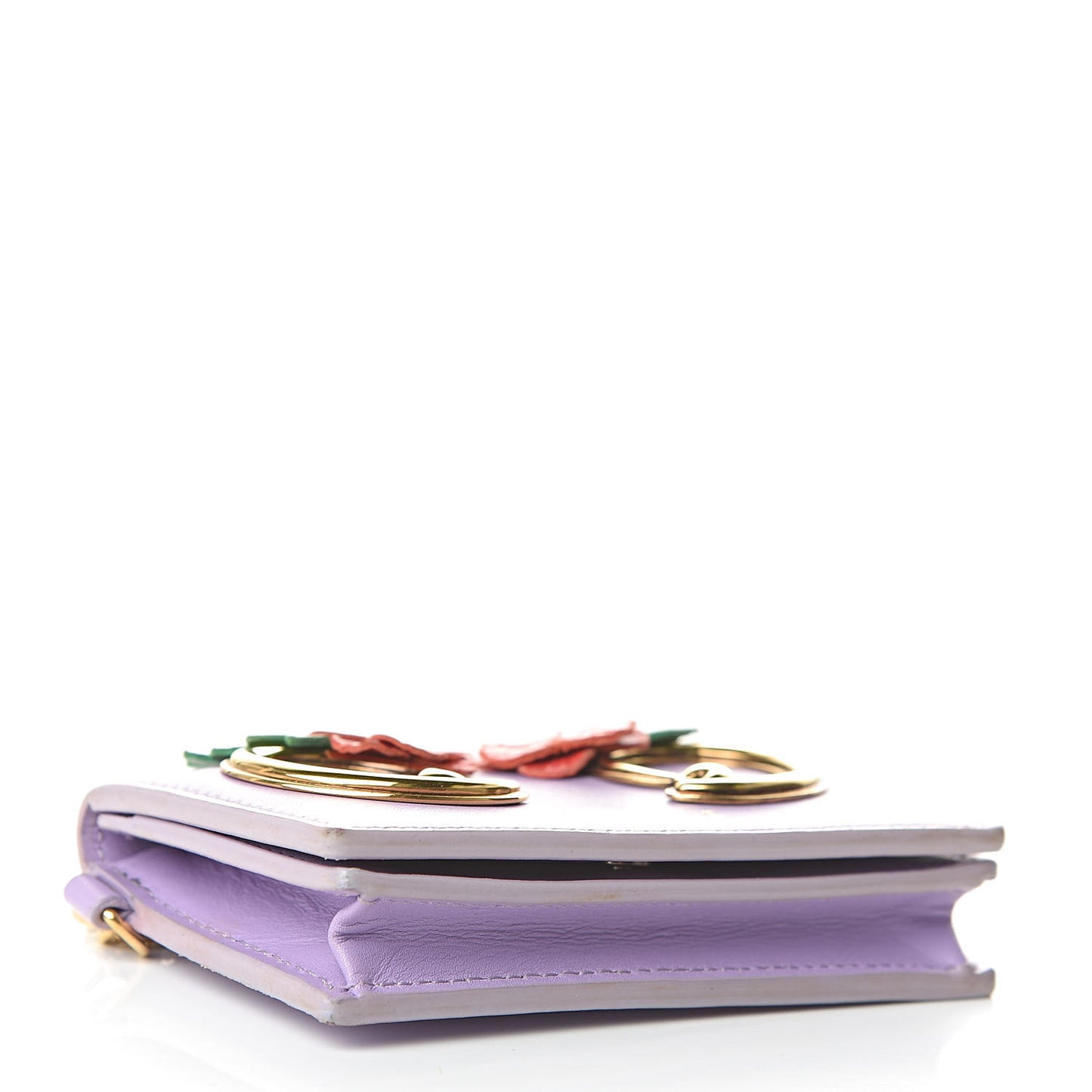 Calfskin Flower Barocco Coin Pouch Violet
