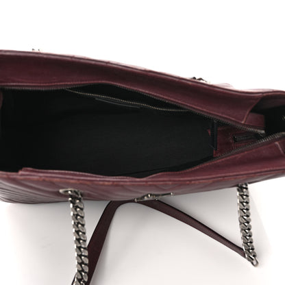 Saint Laurent Sheepskin Matelasse Chevron Large Monogram Shopping Bag Burgundy 5 of 10
