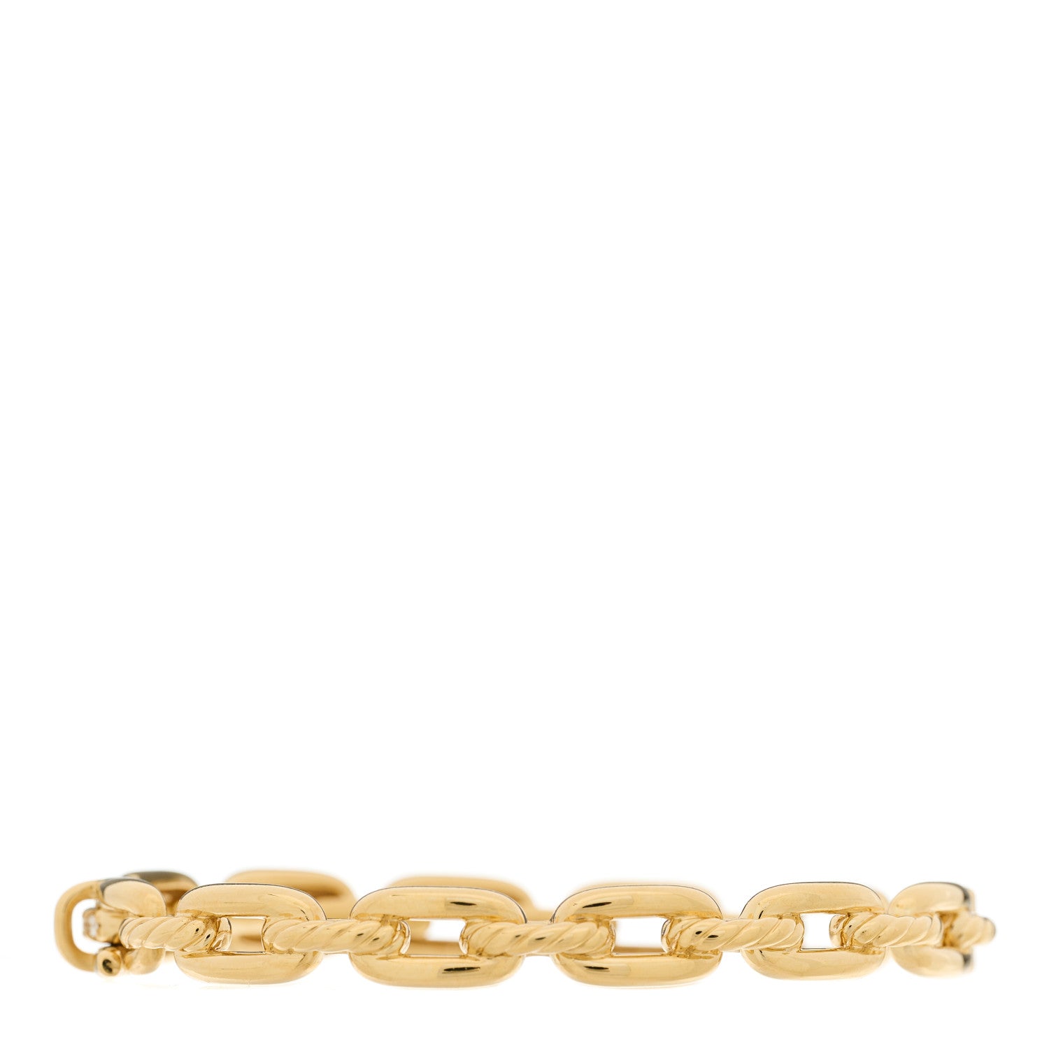 David Yurman 18K Yellow Gold Diamond 7mm Stax Chain Link Bracelet 2 of 4