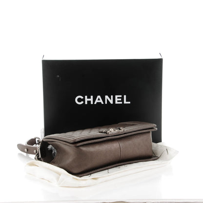 Chanel Metallic Calfskin Quilted Medium Boy Flap Dark Silver 4 of 8