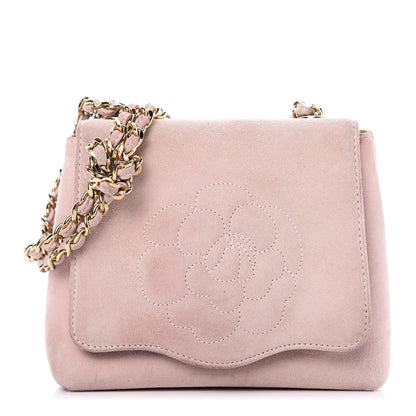 Chanel Suede Camellia Mini Flap Pink 1 of 15