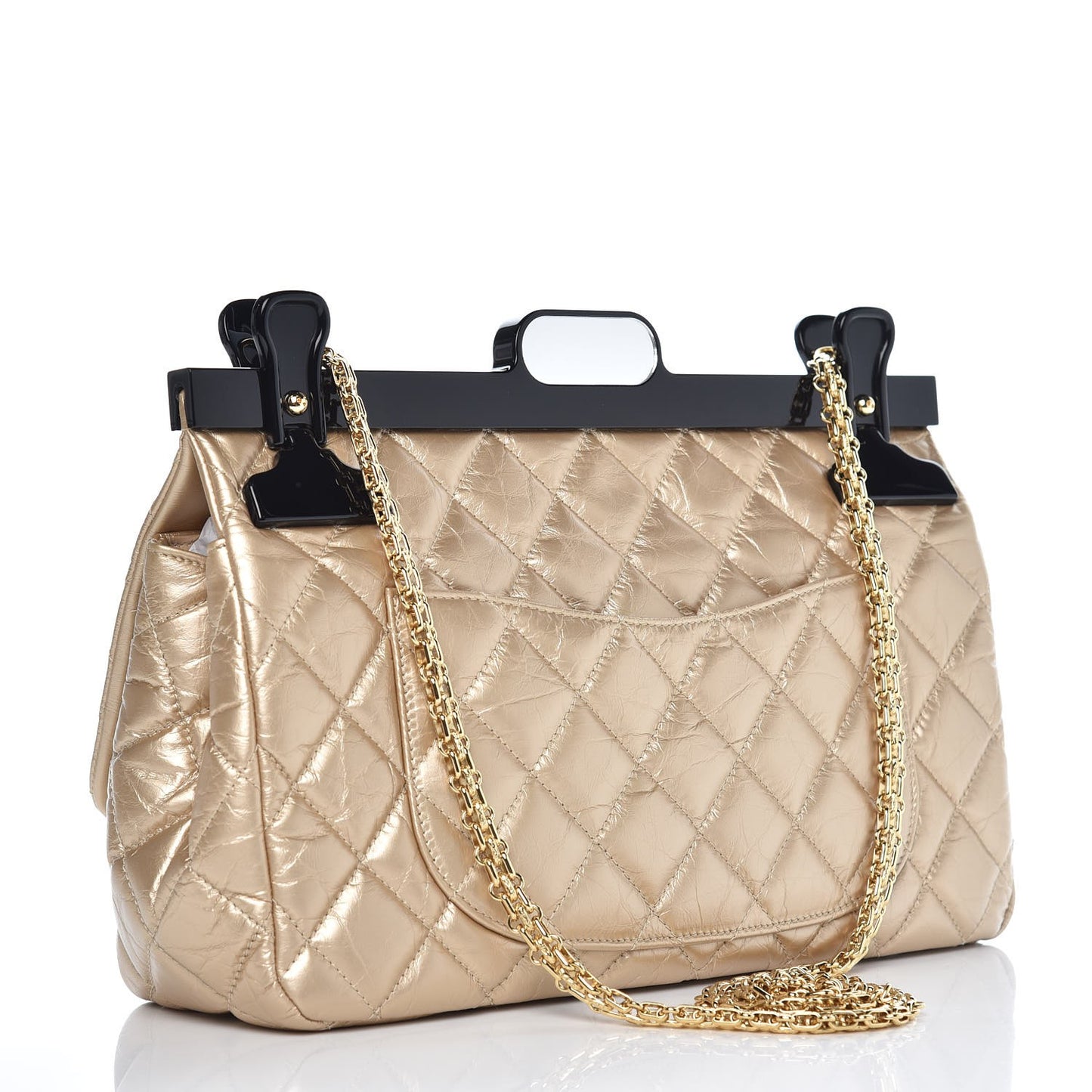 Metallized Aged Calfskin Quilted 2.55 Reissue 226 Hanger Flap Gold
