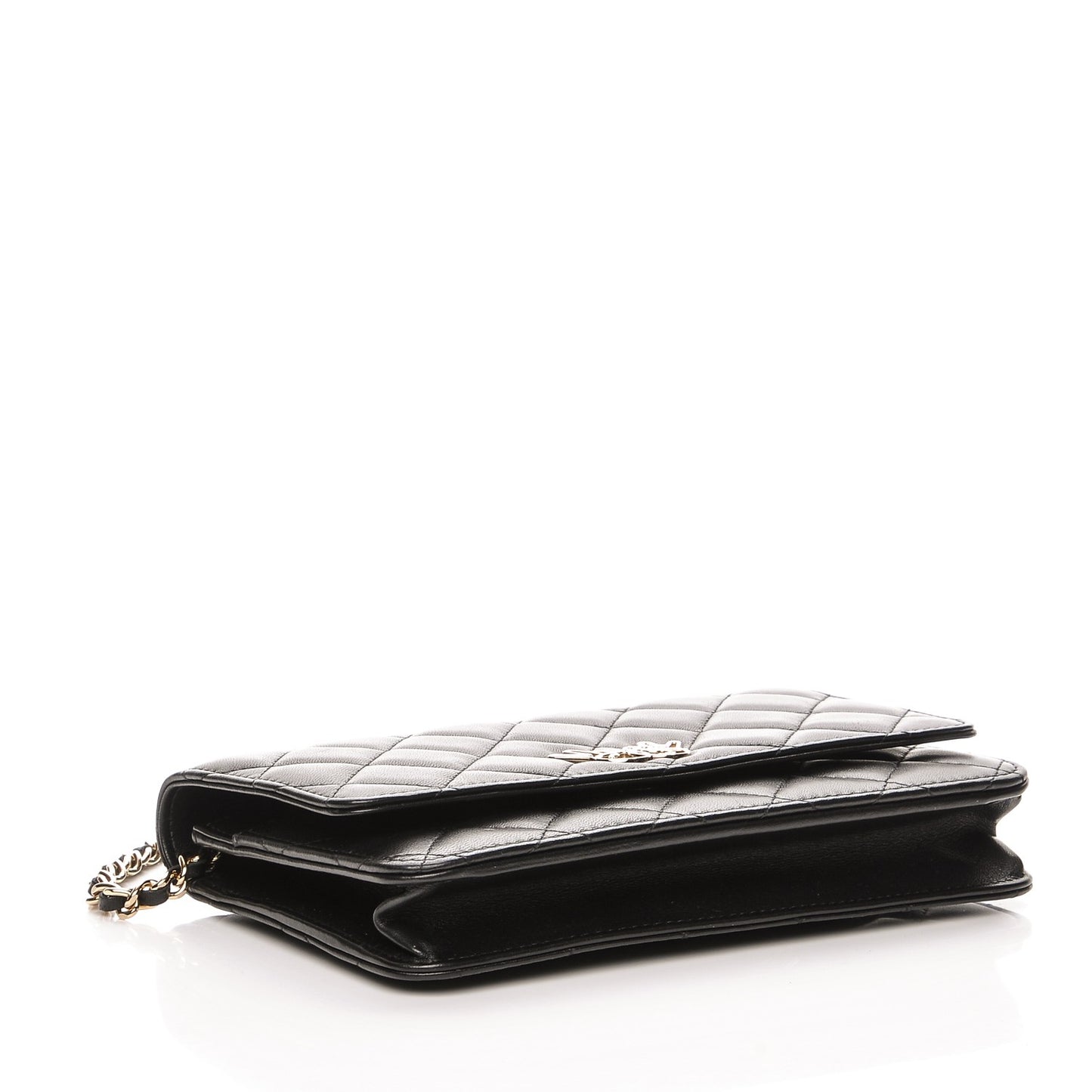 Lambskin Quilted Emoticon Wallet On Chain WOC Black