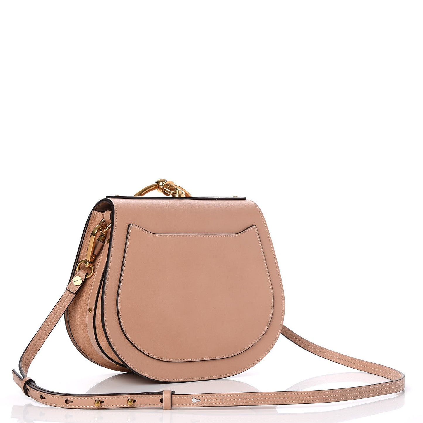 Calfskin Suede Medium Nile Bracelet Bag Biscotti Beige