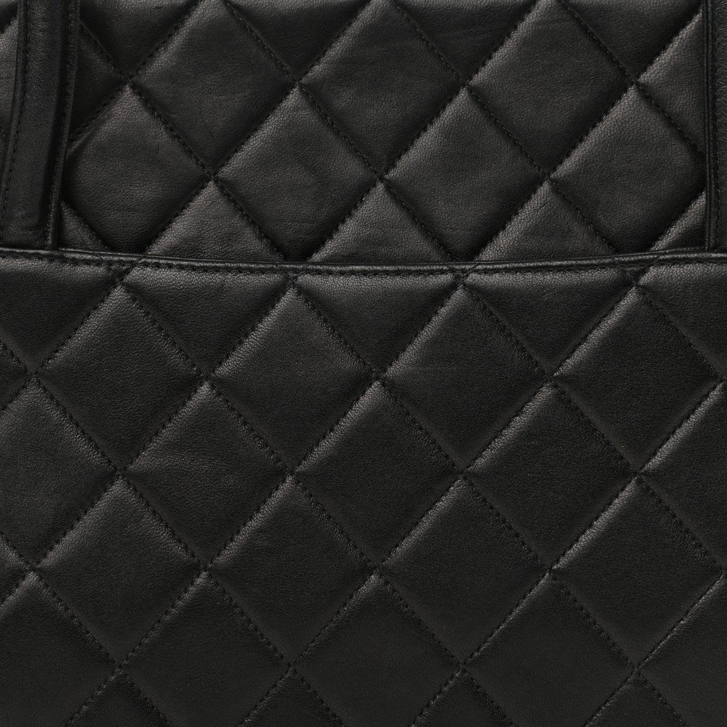 Lambskin Quilted Top Handle Bag Black