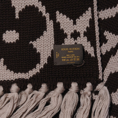Louis Vuitton Monogram Knit Wool Fringe Scarf Ebene 2 of 3