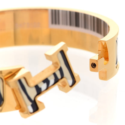 Hermes Enamel Narrow Print Zebres De Tanzania Clic Clac H Bracelet PM Beige Blue 4 of 6