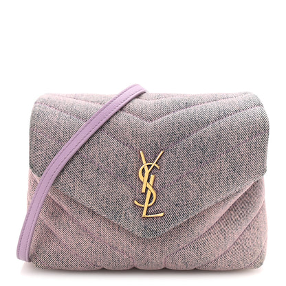 Saint Laurent Denim Y Quilted Monogram Toy Loulou Crossbody Bag Bleached Lilac 1 of 9