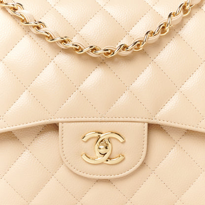 Chanel Caviar Quilted Jumbo Double Flap Beige 9 of 11