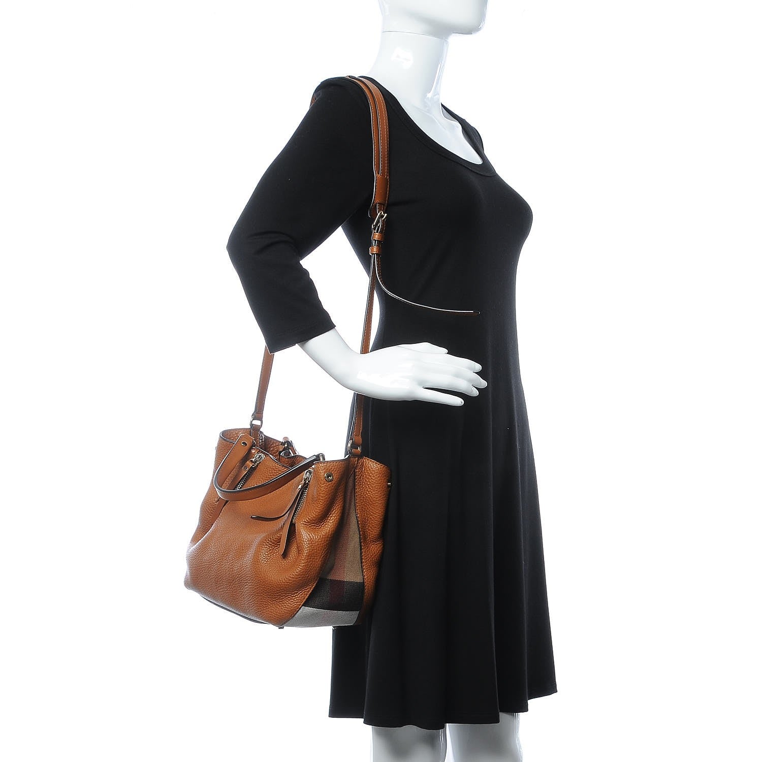 Burberry Grainy Calfskin House Check Small Maidstone Saddle Brown 2 of 14