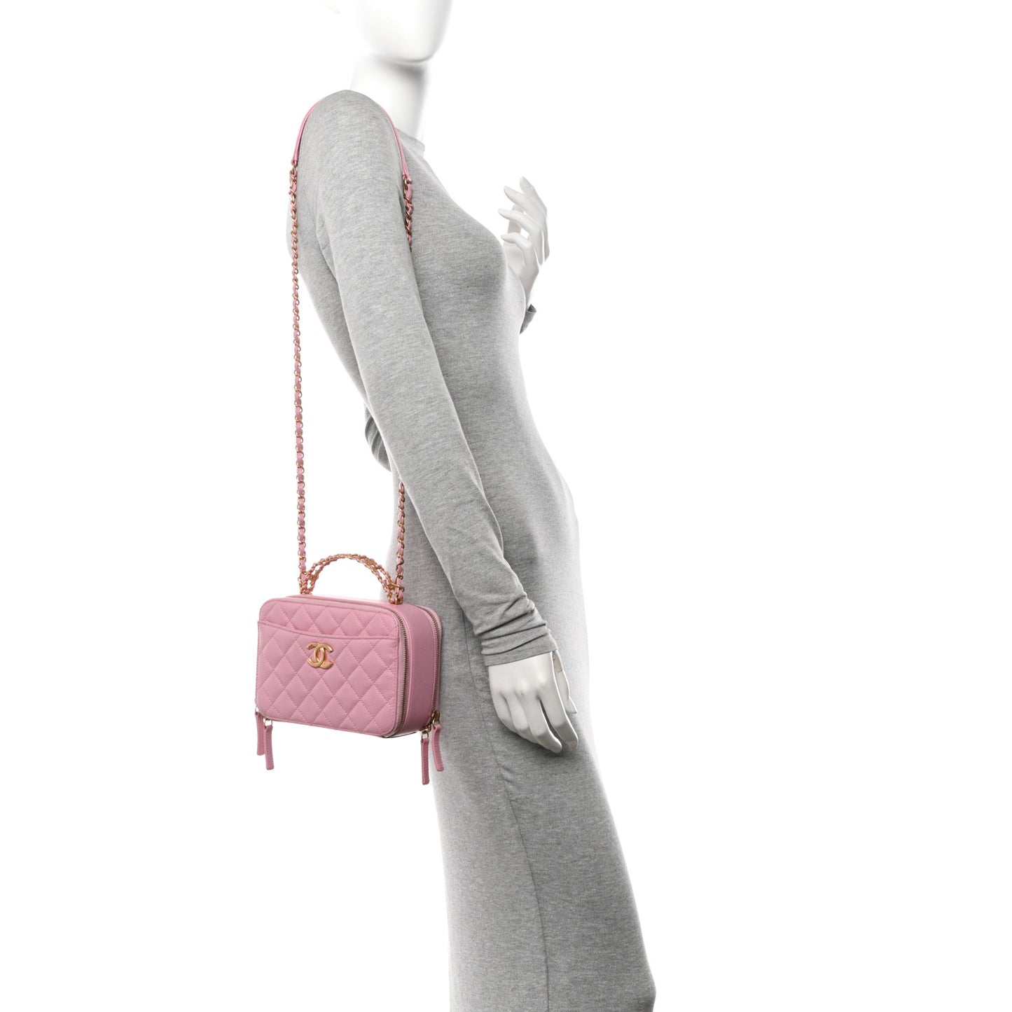 Caviar Quilted Pick Me Up Small Vanity Case Dark Pink