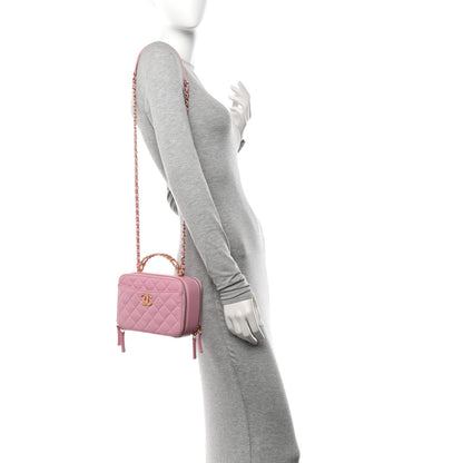 Chanel Caviar Quilted Pick Me Up Small Vanity Case Dark Pink 2 of 12