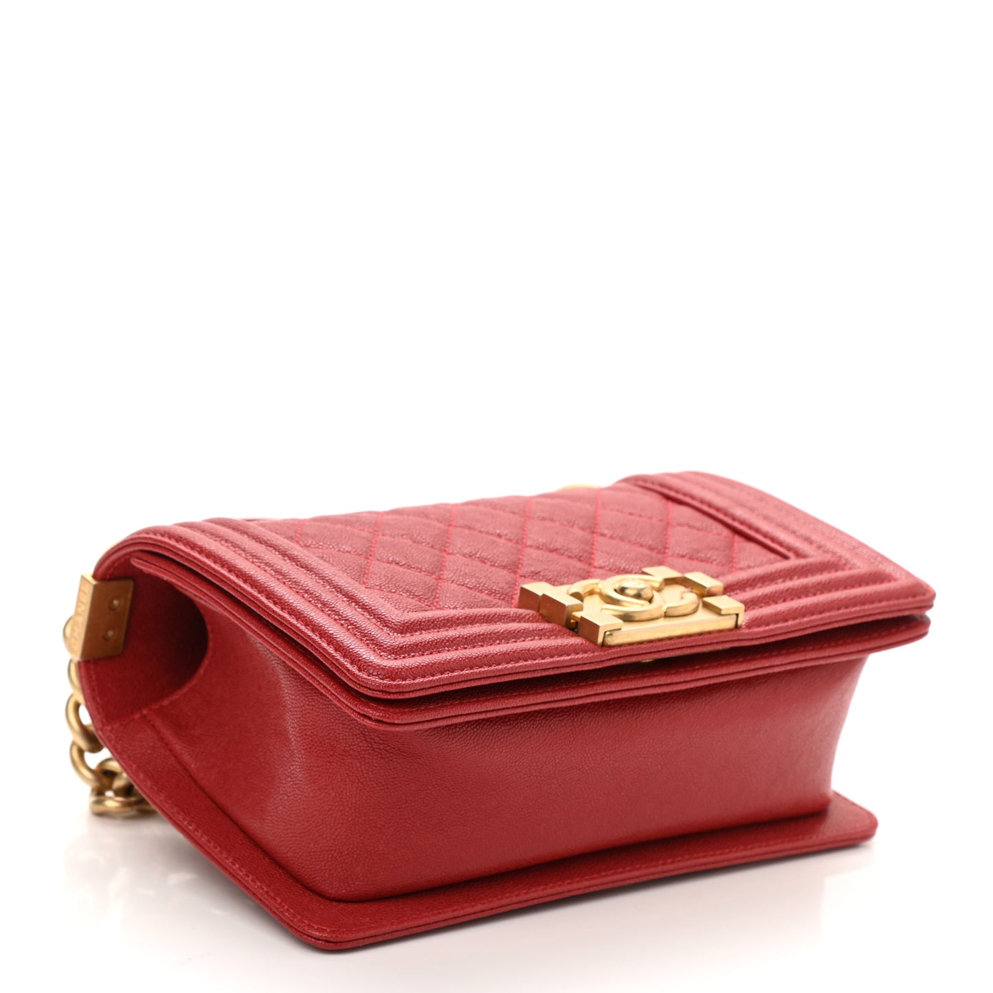 Caviar Quilted Small Boy Flap Red