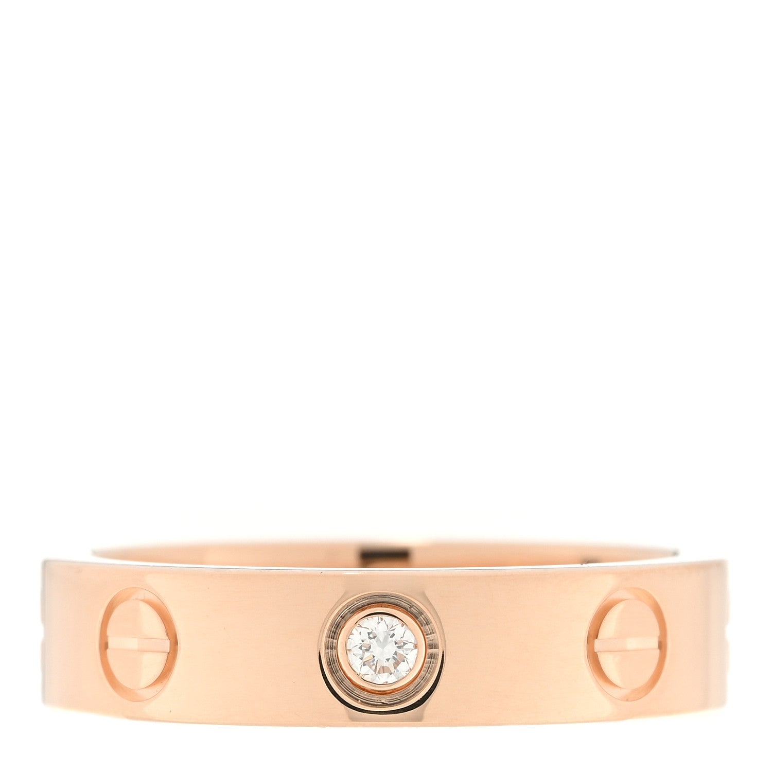 Cartier 18K Pink Gold Diamond 4mm LOVE Wedding Band Ring 47 4 1 of 4
