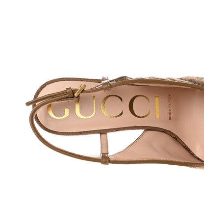 Gucci Monogram GG Mignon Nappa Chevron Matelasse Double G 75mm Slingback Pumps 36 Dusty Brown 8 of 11