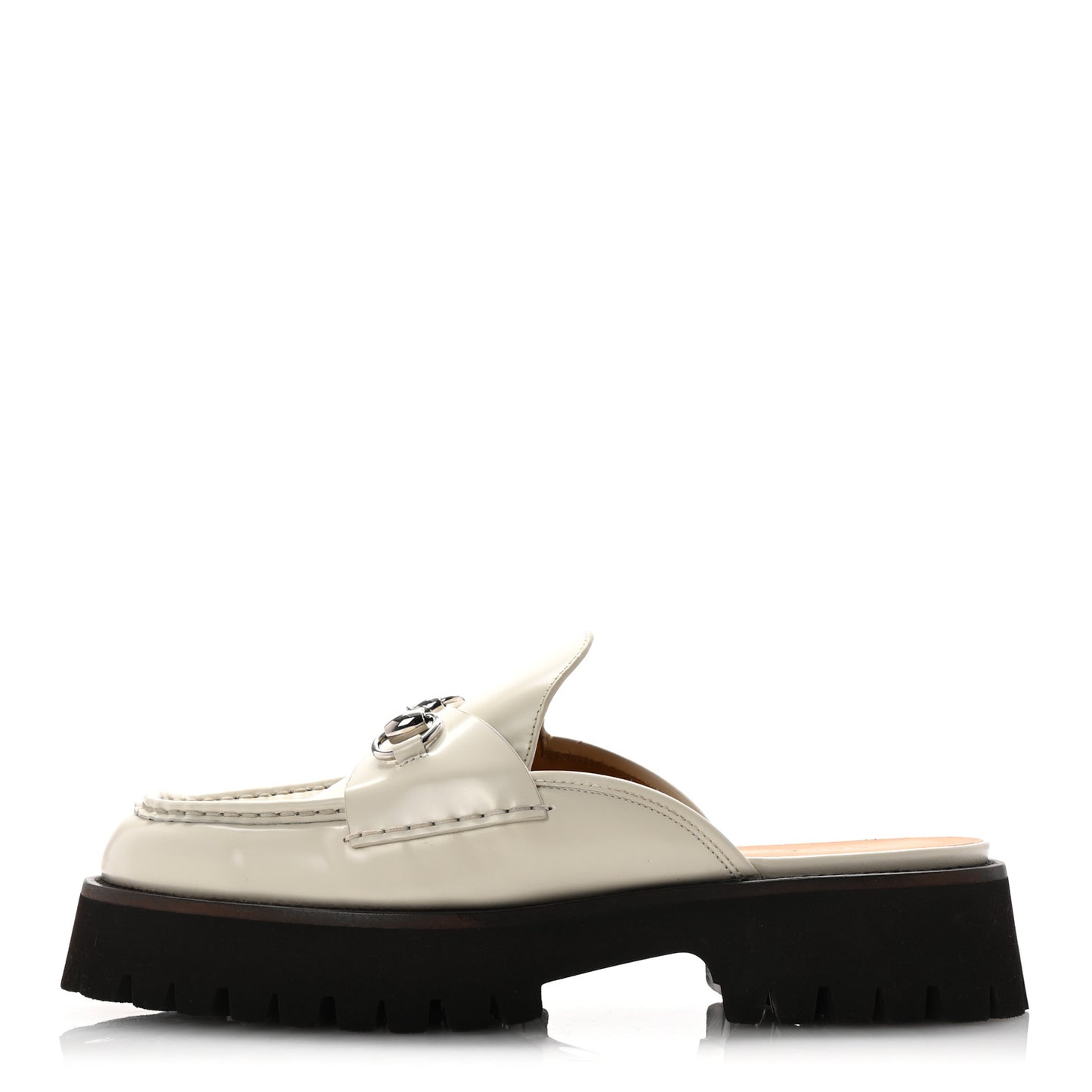 Cordovan Lux Horsebit Platform Mules 41 Mystic White