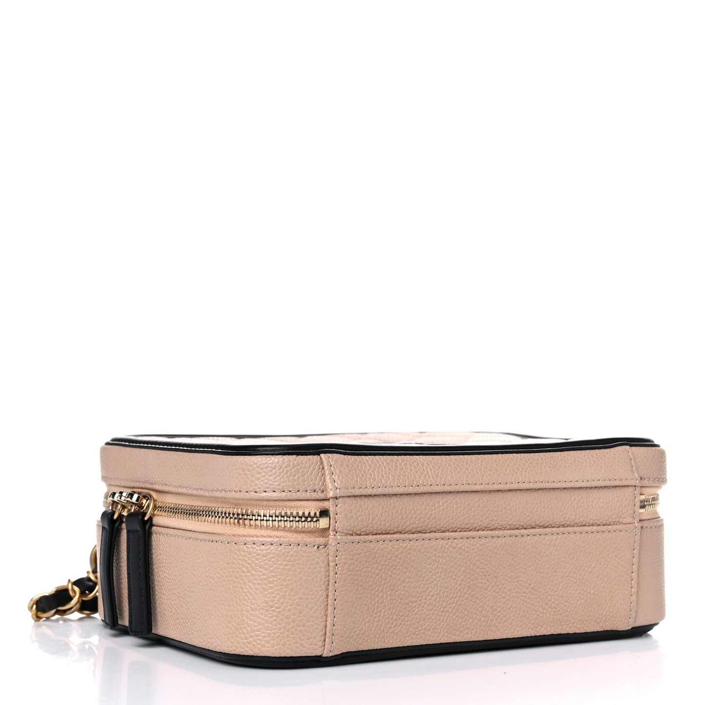 Caviar Quilted Medium CC Filigree Vanity Case Beige Black